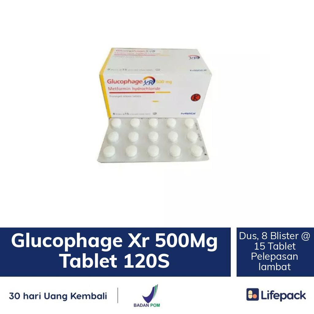 Jual Glucophage XR 500 MG 120S: Kegunaan, Dosis, dan Efek Samping Obat Diabetes - Lifepack