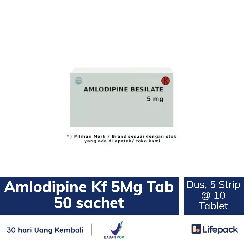 Jual Amlodipine KF 5 MG 50 Tablet Obat Hipertensi Lifepack