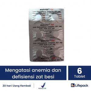 Maltofer Fol Chewable 6 Tablet Obat Anemia Pencegah Kekurangan Zat Besi Dan Asam Folat Lifepack Lifepack Id