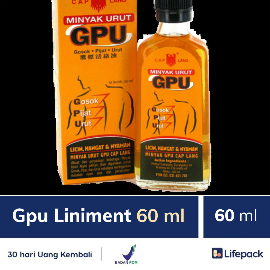 Gpu Liniment 60 Ml 60 Ml Minyak Urut Untuk Sendi Pegal Linu Lifepack Id