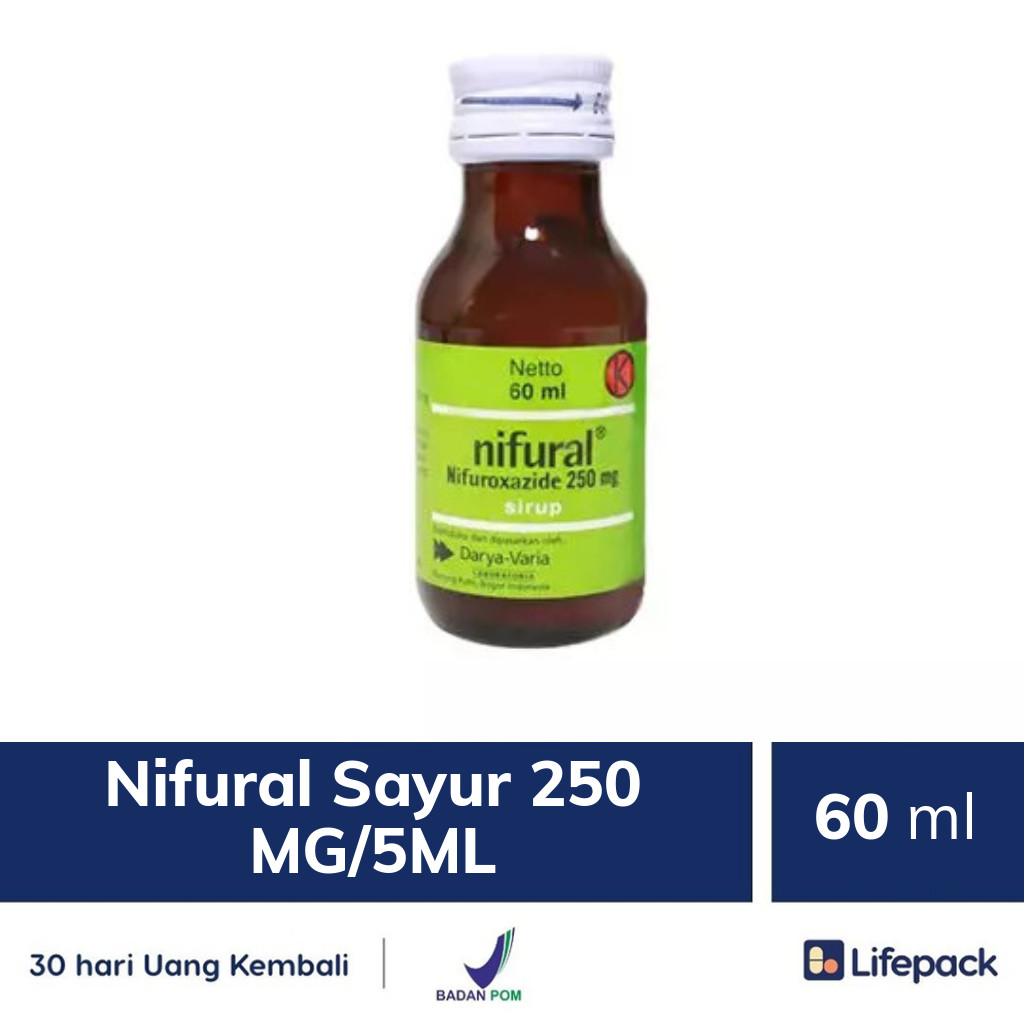 Nifural Sayur 250 MG/5ML 60 ml Obat Infeksi Usus dan Nifural Sayur 250 MG/5ML 60 ml Obat Infeksi Usus dan