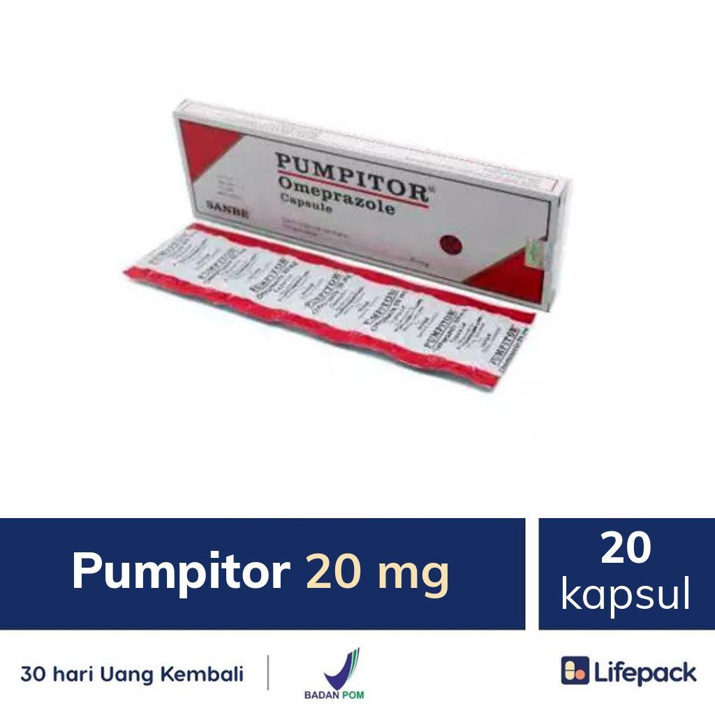 Pumpitor 20 mg - 20 kapsul - Tukak Lambung Gerd Asam Lambung Tukak Duodenal  | Lifepack.id