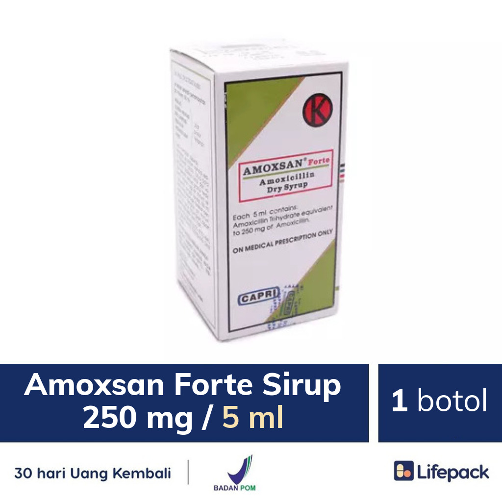 Amoxsan Forte Sirup 250 mg / 5 ml - Lifepack.id