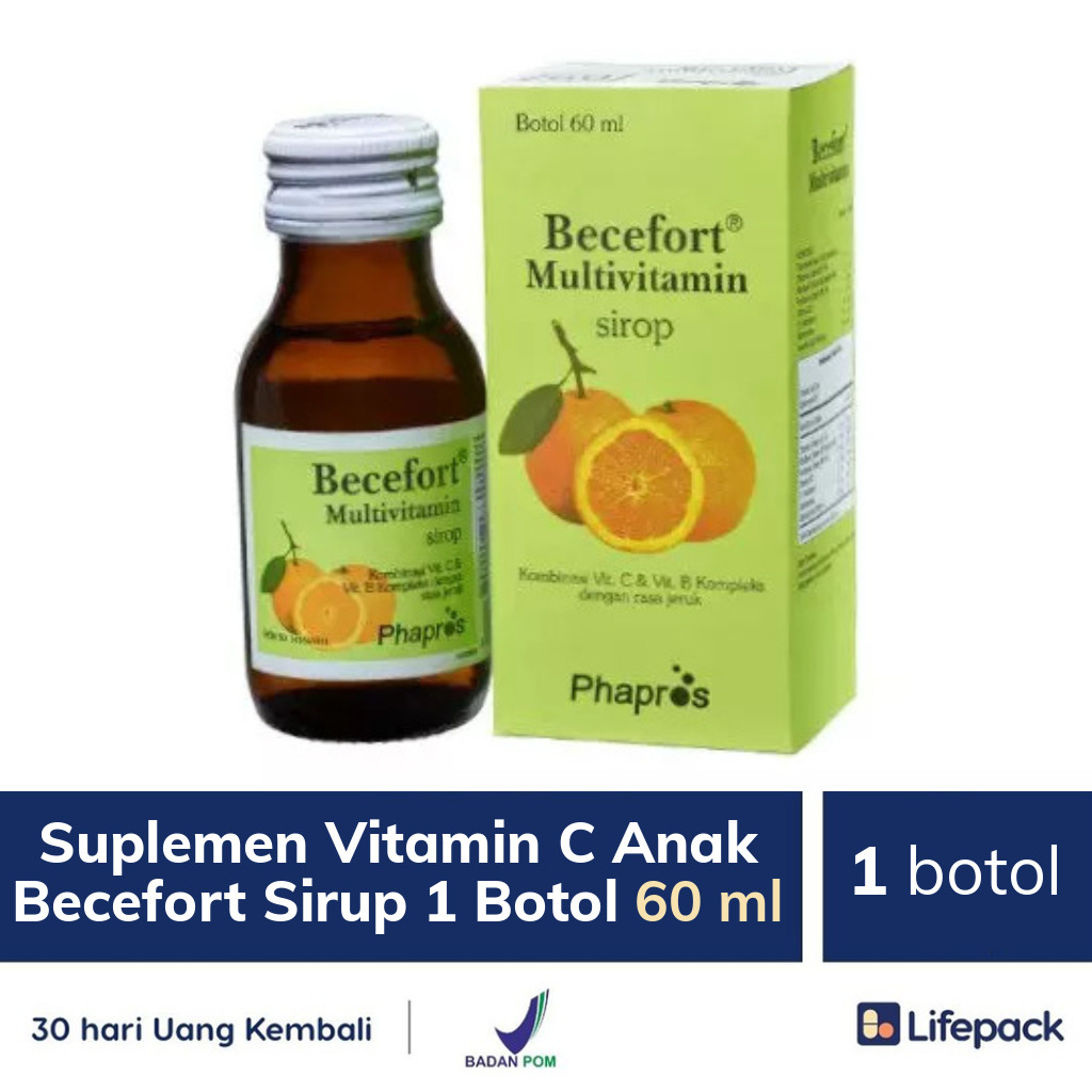 Suplemen Vitamin C Anak Becefort Sirup 1 Botol 60 ml - Lifepack.id