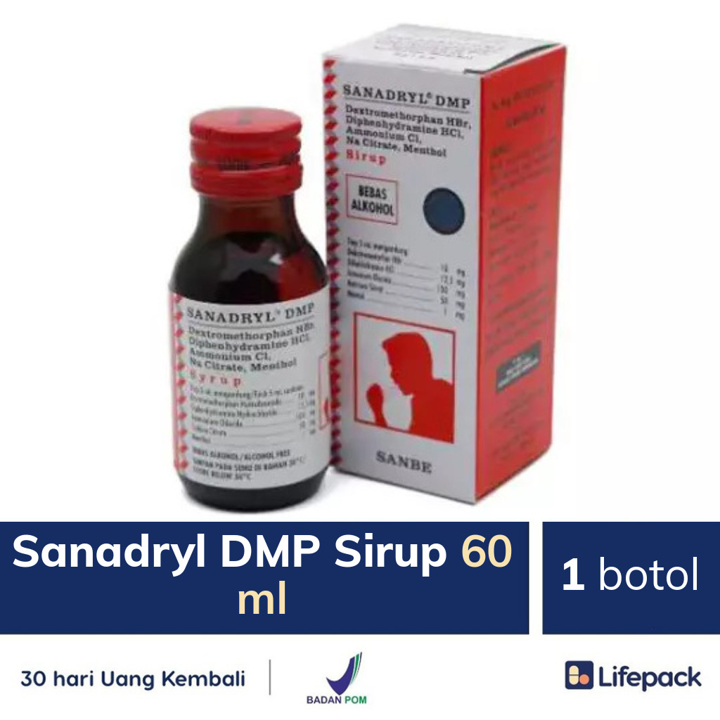 Sanadryl DMP Sirup 60 ml 1 botol  Obat Batuk Kering 