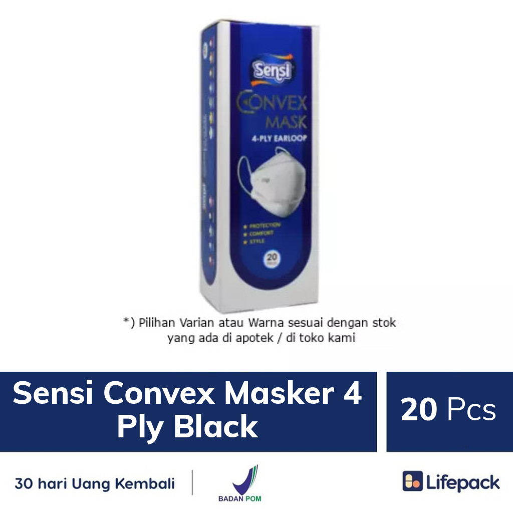 Sensi Convex Masker 4 Ply Black - Lifepack.id